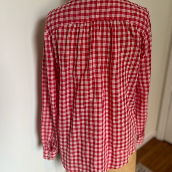 Anthropologie Holding Horses Red Checkered Women's light weight blouse size 4 - Picture 4 of 6